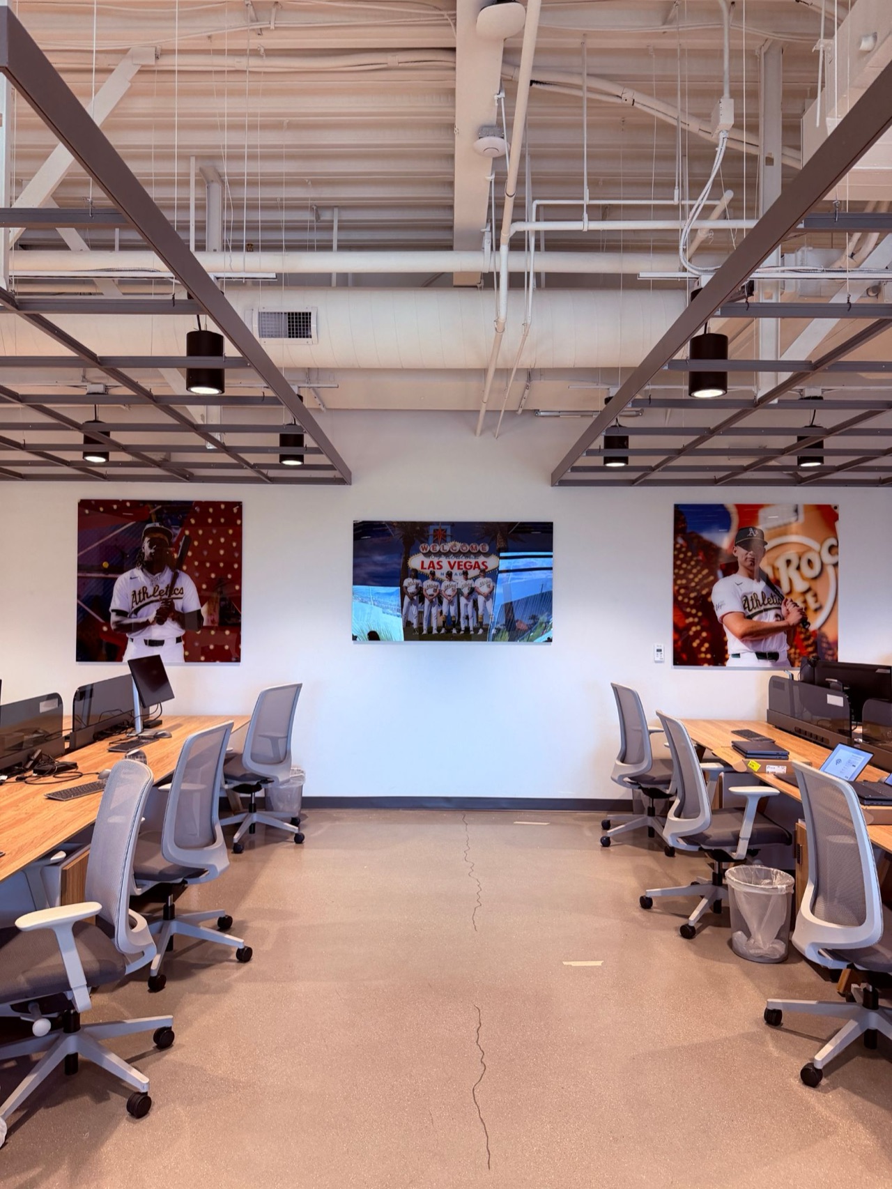 Athletics Las Vegas office graphics — Floor-to-ceiling photo murals, player wall and acrylic prints across the A's Las Vegas office — Las Vegas, NV