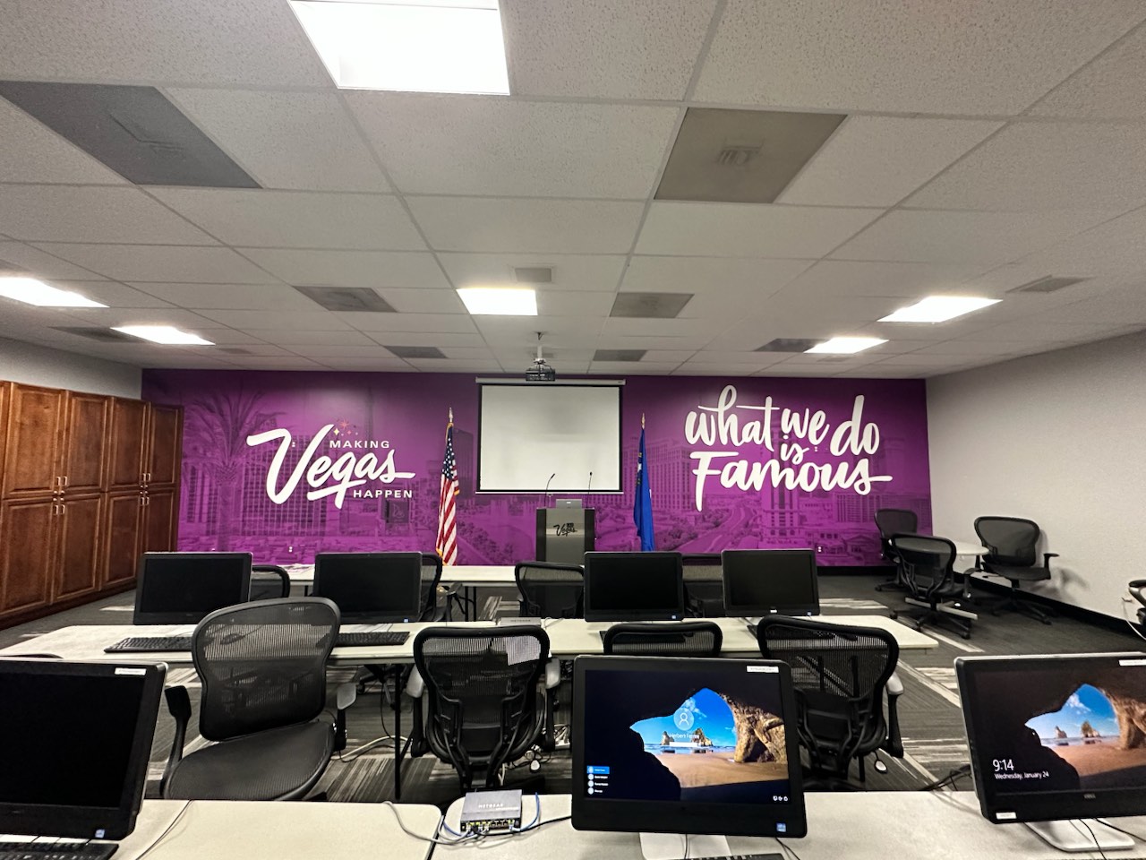 Purple Making Vegas Happen office wall graphics