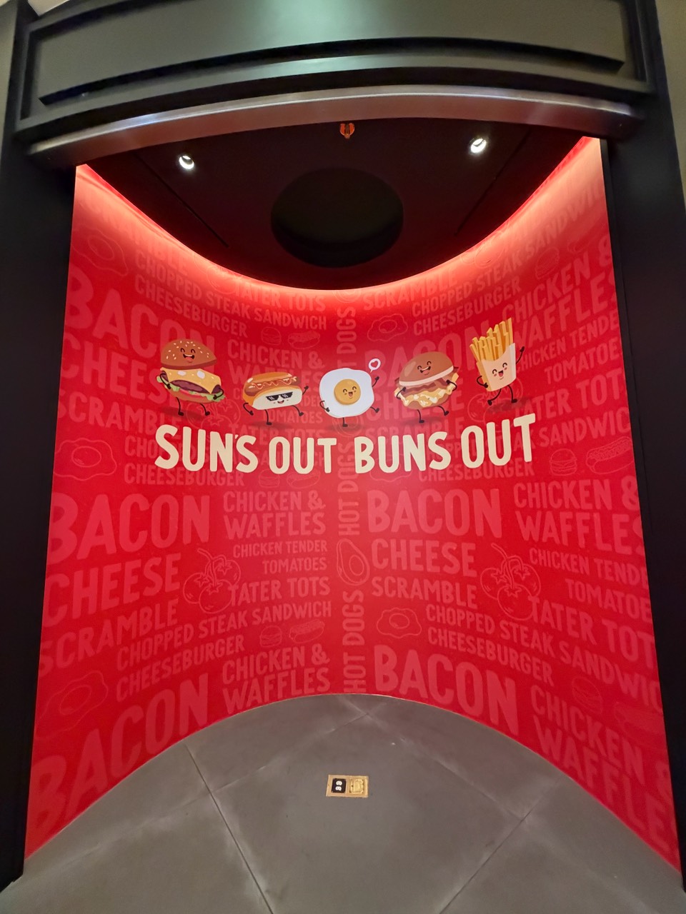 Red Suns Out Buns Out curved wall wrap